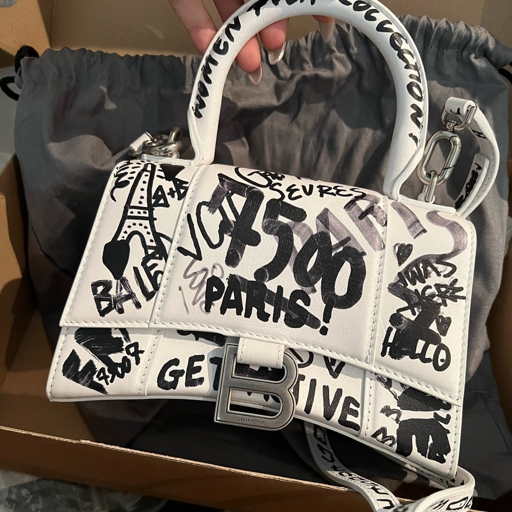 Balenciaga Hourglass XS Graffiti Handle Bag
